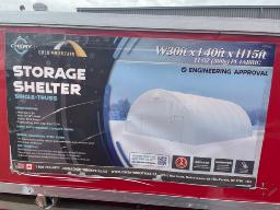 Gold Mountain Single Truss Round Storage Shelter W30'xL40'xH15' PE 300g, NEVER USED