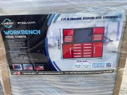 Steelman 7' storage cabinet with workbench Red (18 drawers & 4 cabinets), Never used