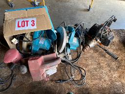 Perceuse Tanaka Ted 210, impact &eacute;lectrique Mastercraft, 2 scies circulaires, 2 sableuses &eacute;lectriques